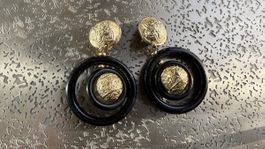 Statement Ohrclips, Gold und Schwarz, Vintage Stil, Top!
