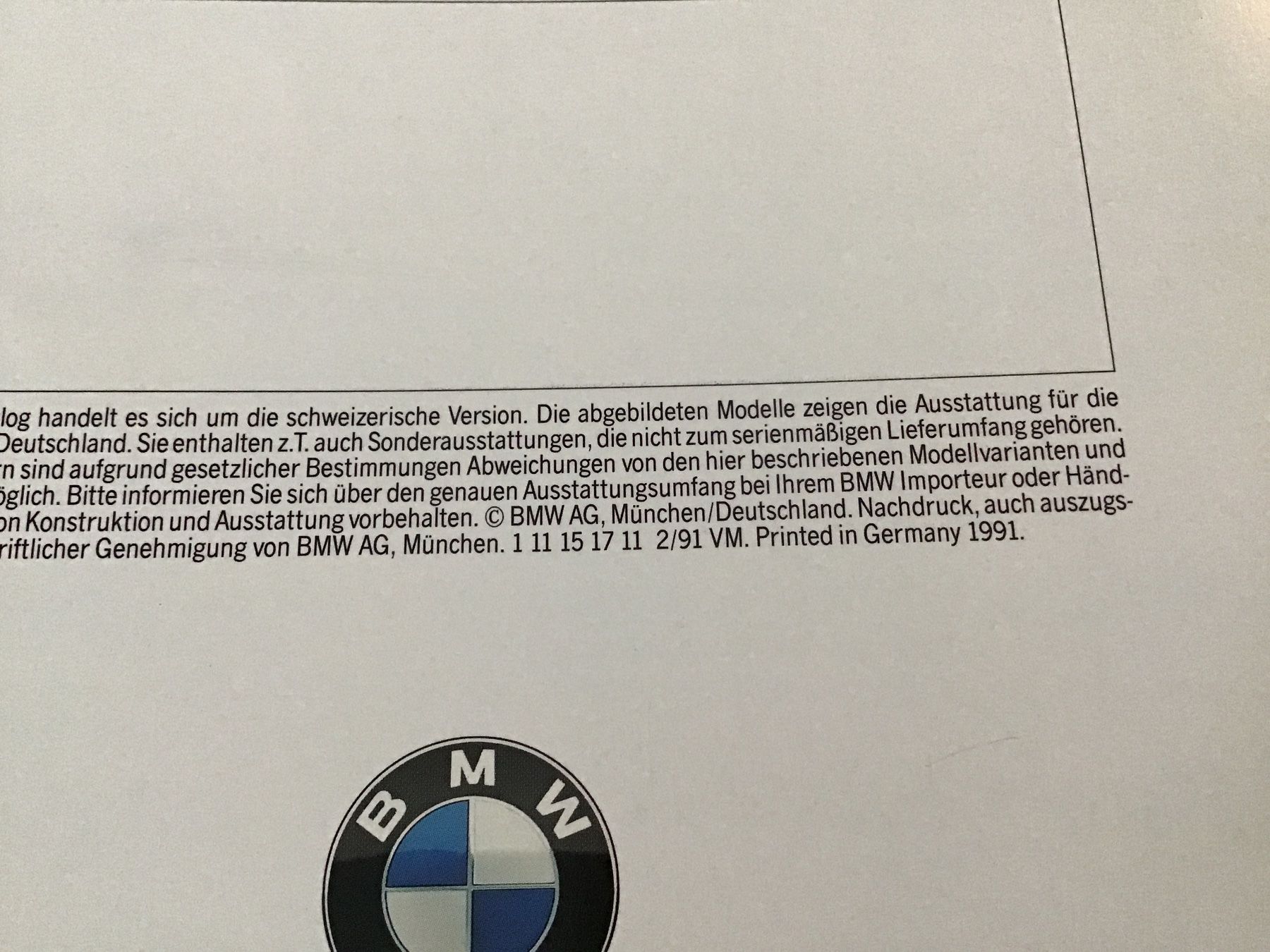 BMW Documenti: BMW Programm 1992 Verkaufsprospekt 26 Seiten 2/91 – Usato da Scherzingen venduto da Starseller62 9