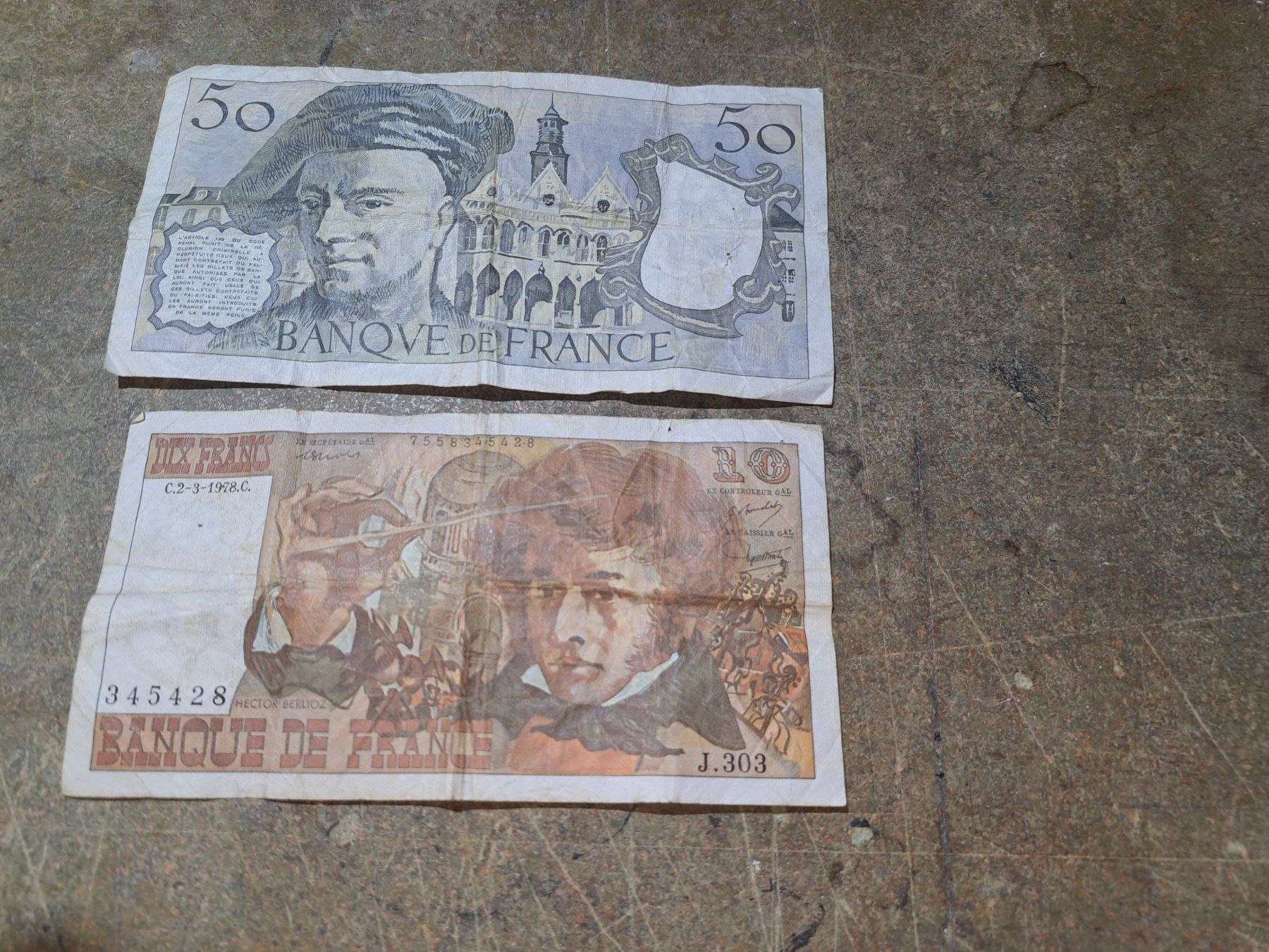 Banknoten: 10 und 50 Francs – Gebraucht aus Sarmenstorf von veivel67