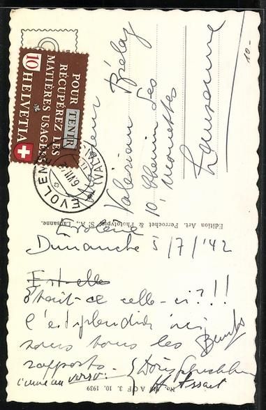 Cartoline postali: AK Costume Valaisan, 1942 – Usato da Berlin venduto da bartko-reher 1