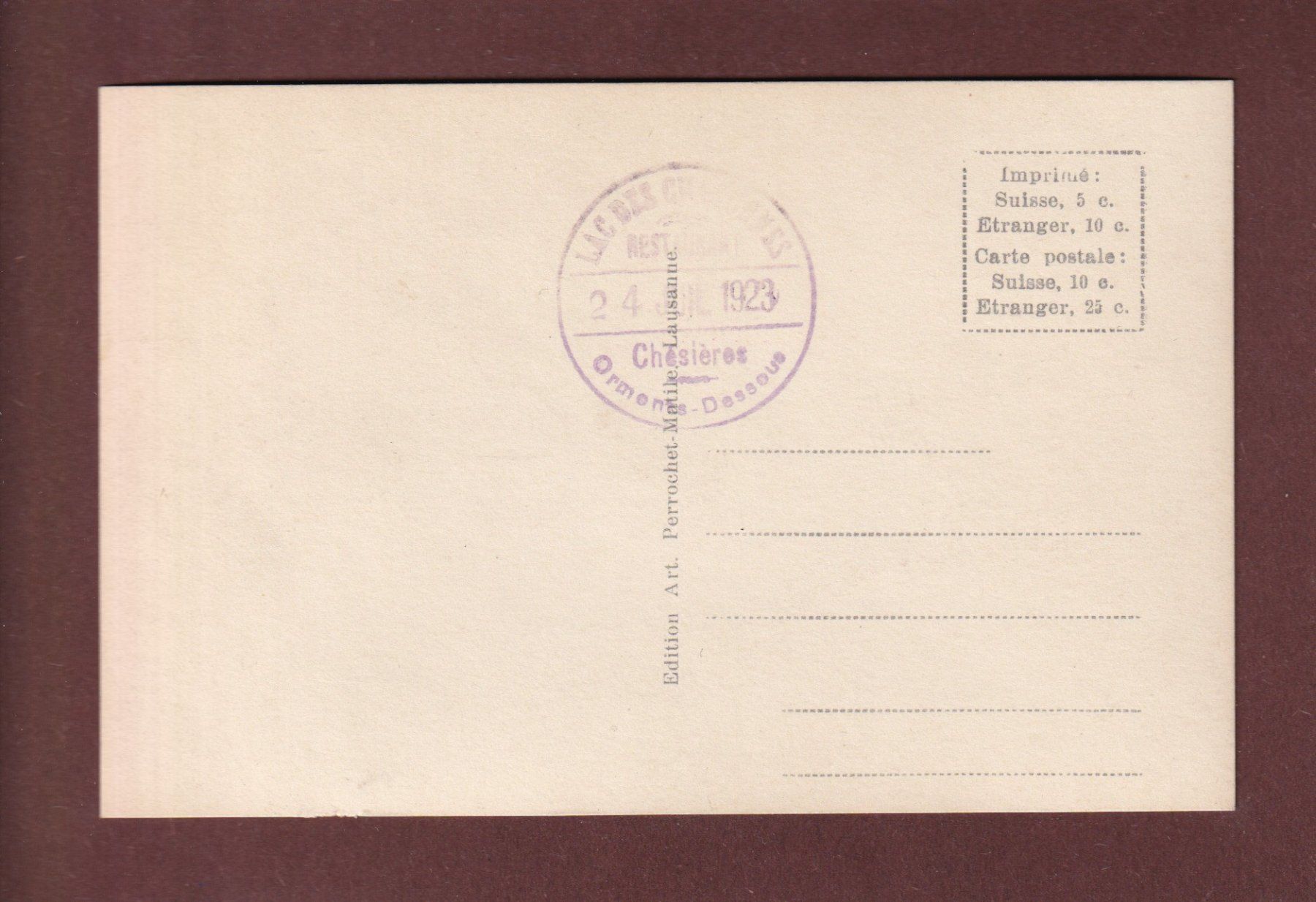 Cartoline postali: LAC DES CHAVONNES - 1923 – Usato da Pully venduto da nicecards-shop 1