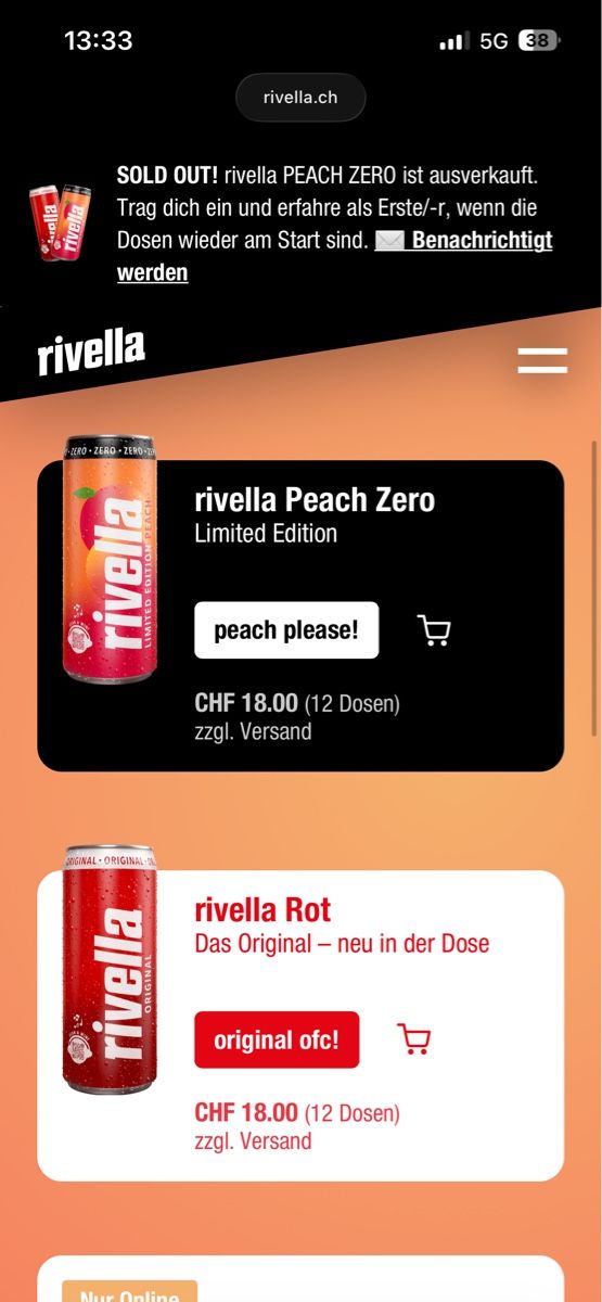 Rivella Altro per la casa: Rivella Peach Zero in Dosen – Nuovo e nell'imballaggio originale da Nussbaumen AG venduto da c.4 3