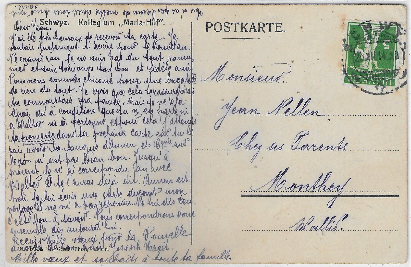 Cartoline postali: Schwyz - Kollegium "Maria-Hilf" – Usato da Ettingen venduto da Kartenplanet 1