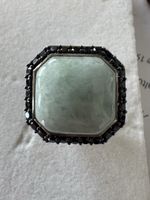 Wunderschöner silbriger Jade/onyx Damenring