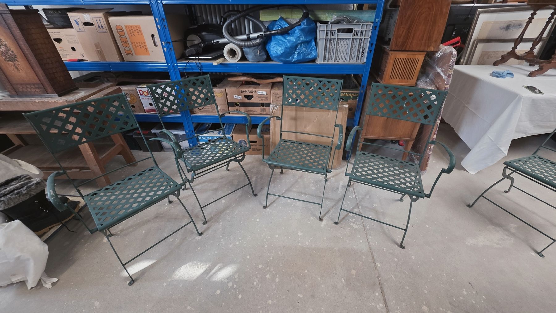Antike Klappstühle Gartenstühle Metall Grün – 4er Set Vintag (Gebraucht ...