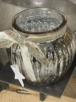 Glas Windlichter in Champagner Farbe/mit Holzstern/Neu/OVP