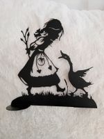Metall Scherenschnitt, Mädchen mit Gans, neuwertig!
