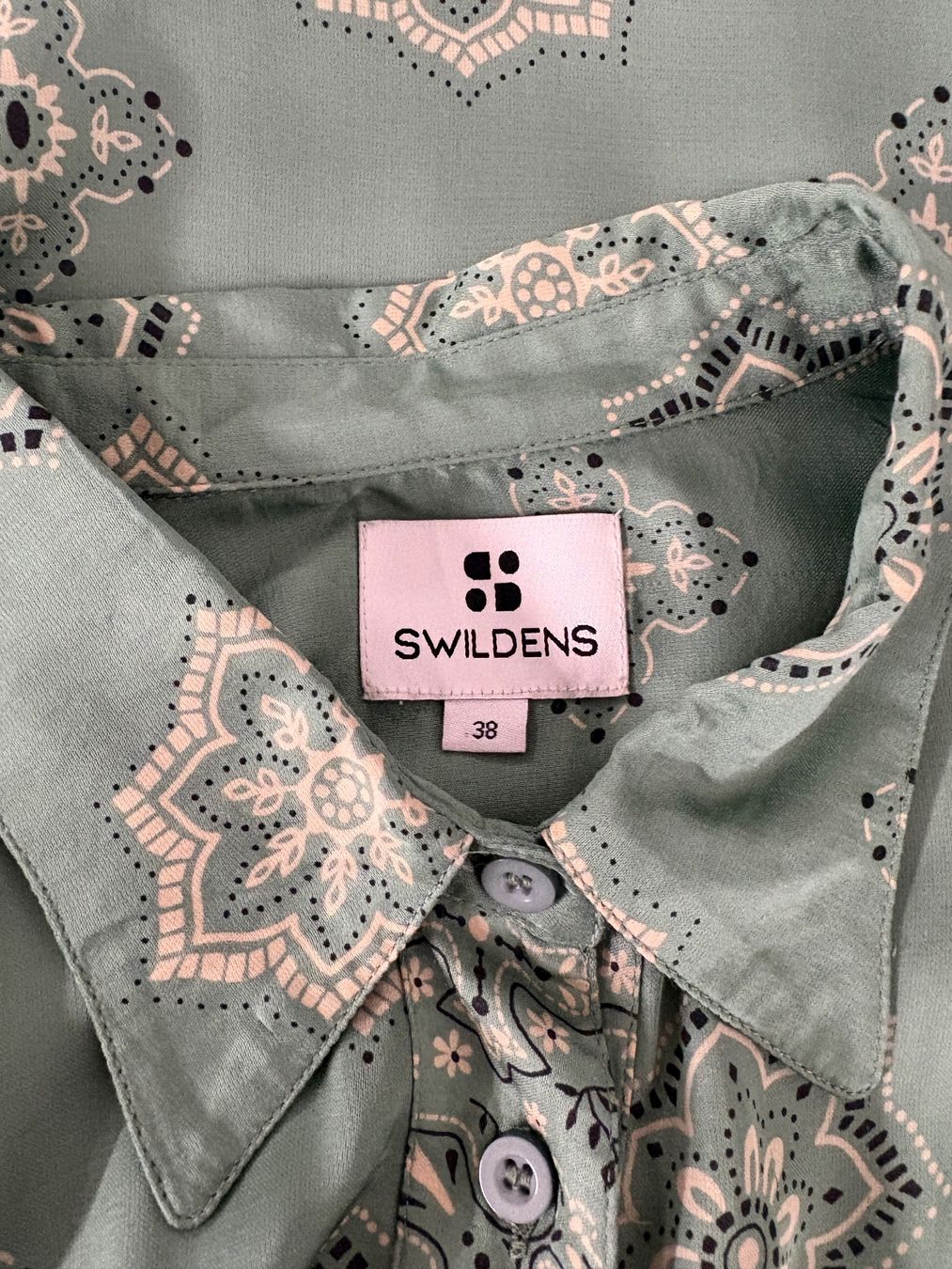 Camicette: Swildens grüne Bluse mit Muster 38 Viskose Boho – Nuovo (secondo la descrizione) da Regensdorf venduto da secondchancefashion 4