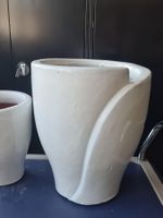 Weisser Keramik Übertopf XXL Deko modern Frostbeständig