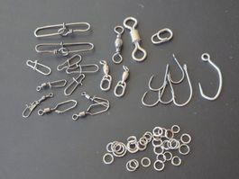 Diverse  Wirbel, 6x Haken, ca. 40x Sprengringe, usw.