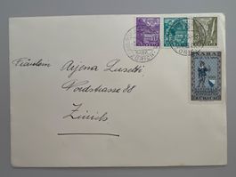 1934 NABA  Brief mit Lands.Bilder Nr.194-196 +Vignette