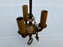 Lustre laiton antique aspect lampe à huile avec accessoires