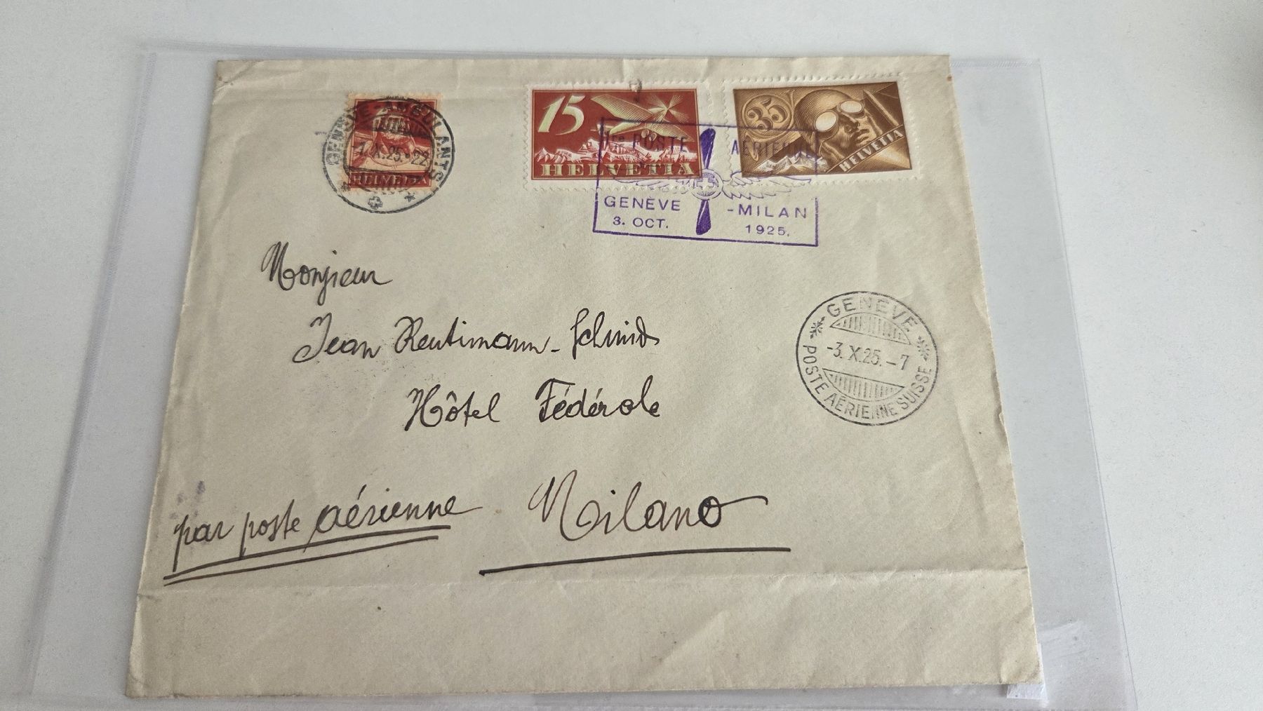 Alle Briefmarken: 1925 Flugbrief 1. Flug Genf  - Milano – Gebraucht aus Arni AG von Moth68