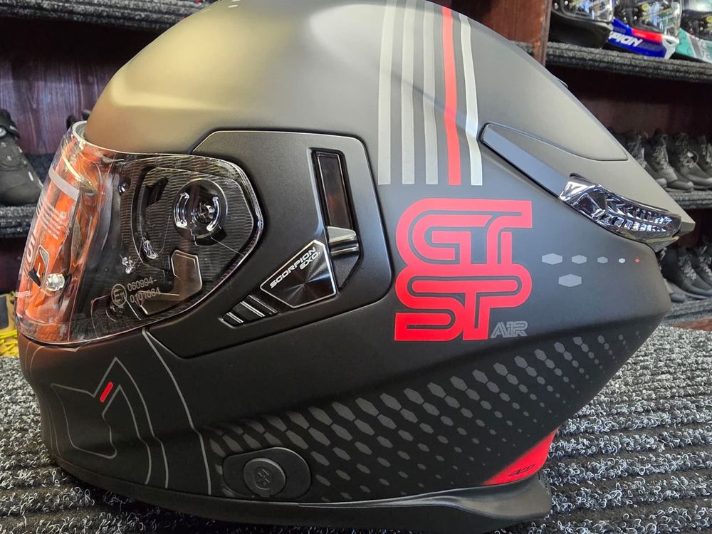 Casque Scorpion Exo-GT SP Air Techlane noir mat/gris/rouge (Neu und ...