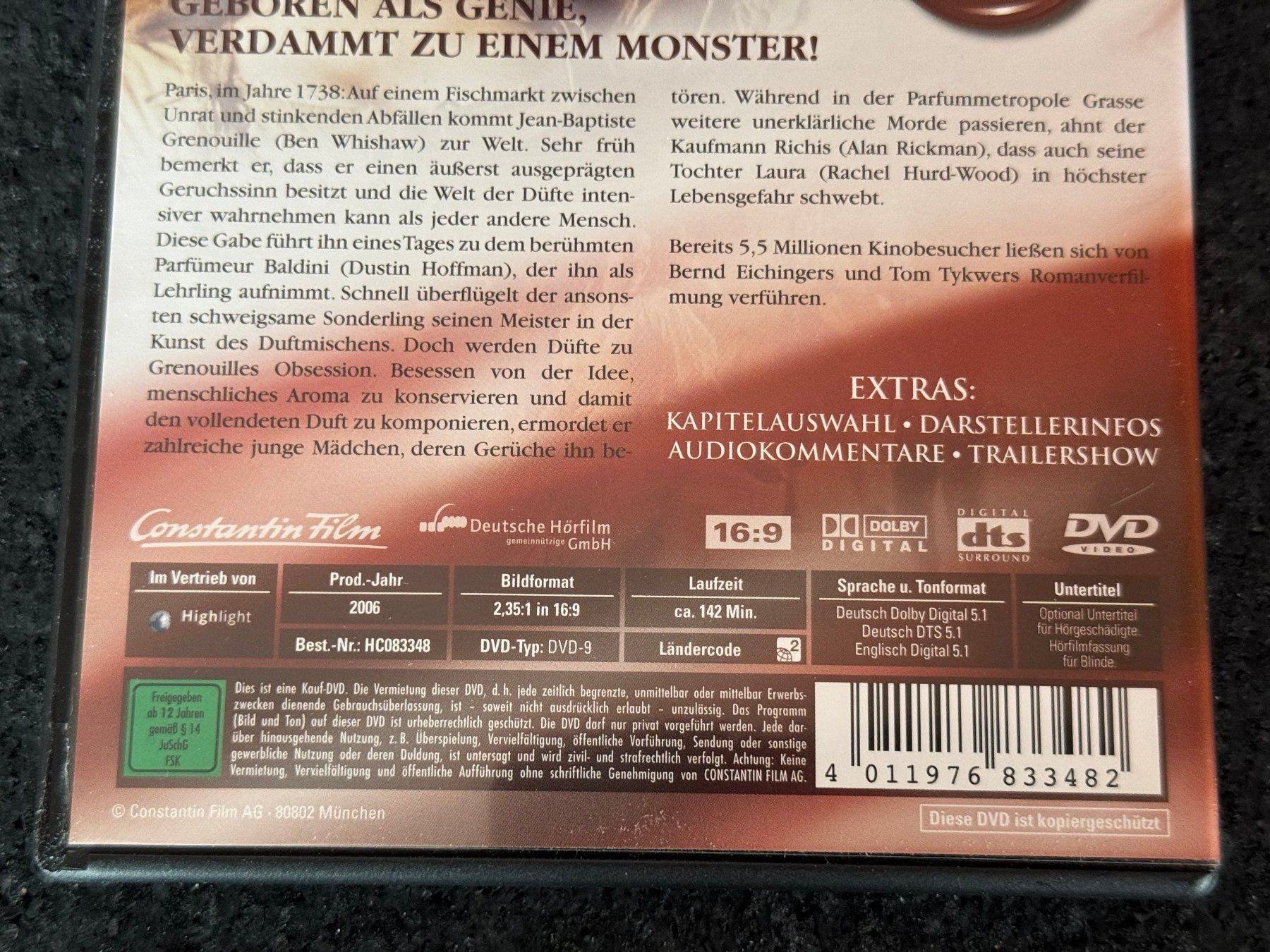 Tutti i DVDs: Das Parfüm "Die Geschichte eines Mordes" DVD DE/EN – Usato da Fribourg venduto da tschjoly 3