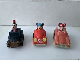 Vintage Disney Rückziehauto Mickey, Minnie, Goofy 1988