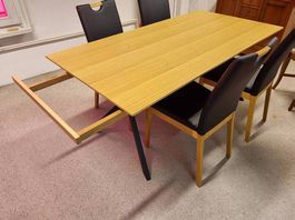 Table en chêne naturel 90 x 180 cm Plus allonge de 50 cm