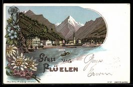 Litho Flüelen, Uferpartie mit Dampfschi