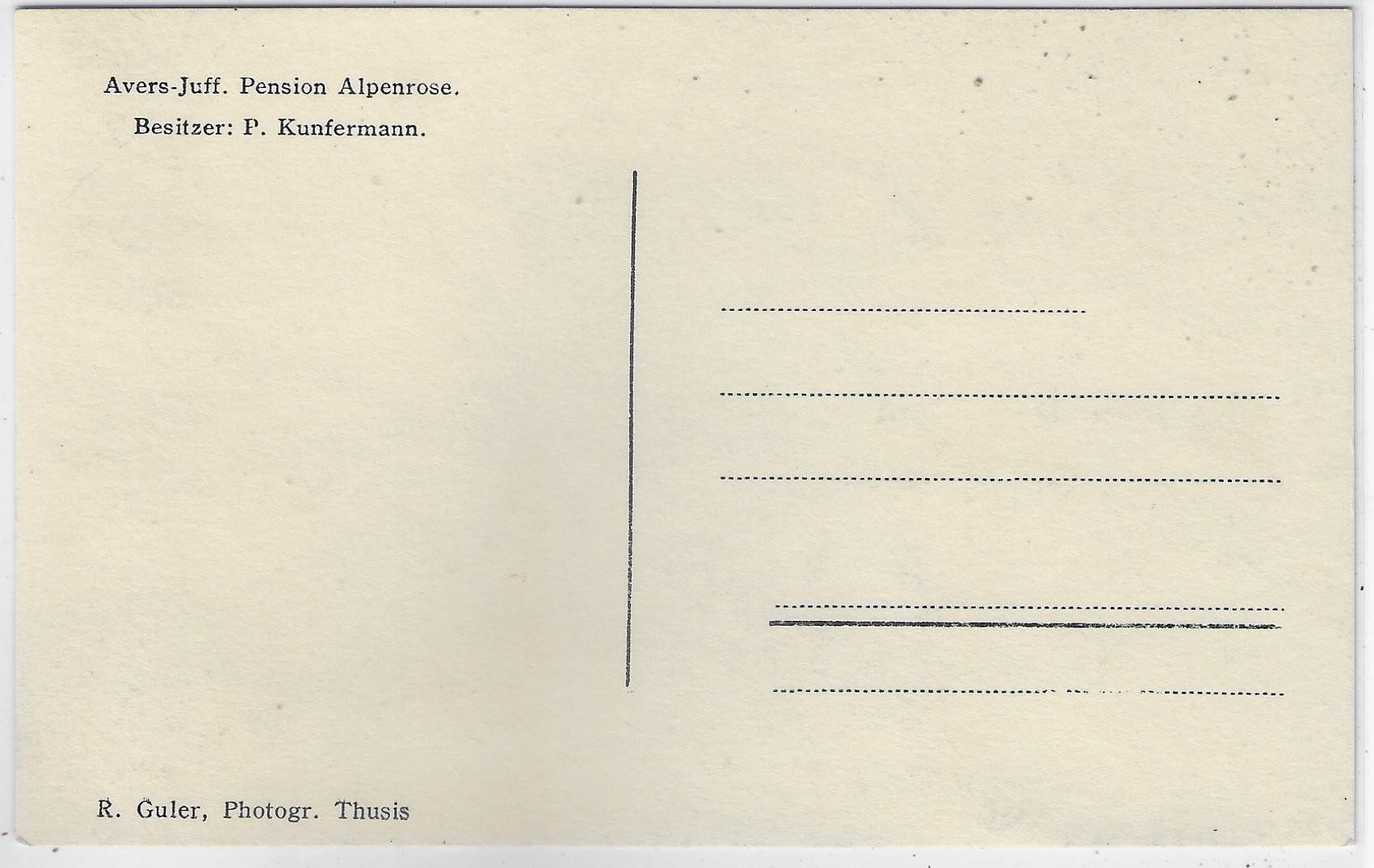 Cartoline postali: Avertal - Avers-Juff - Pension Alpenrose – Usato da Ettingen venduto da Kartenplanet 1