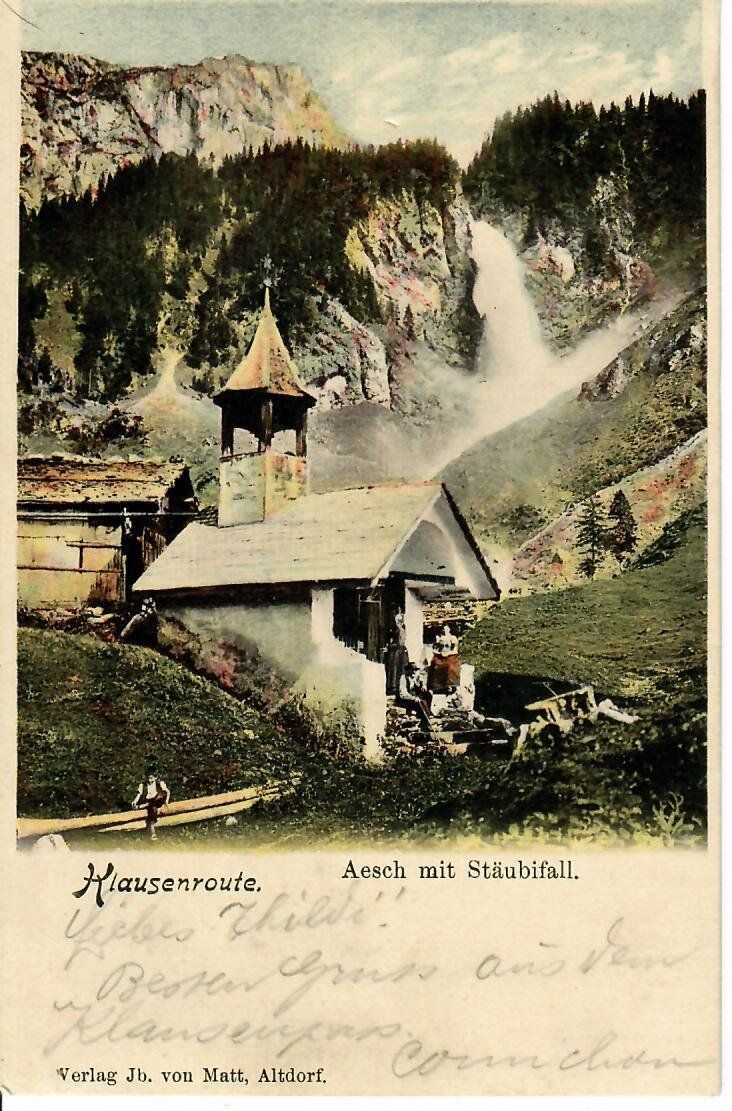 Cartoline postali: Klausenroute  Aesch mit Stäubifall 1902 – Usato da Hochdorf venduto da Ziegel-16