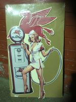 Pin up Mobilgas pegasus classic benzin Tankstelle werbung