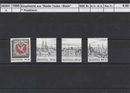 1995 Einzelwerte aus "Basler Taube - Block", ** postfrisch