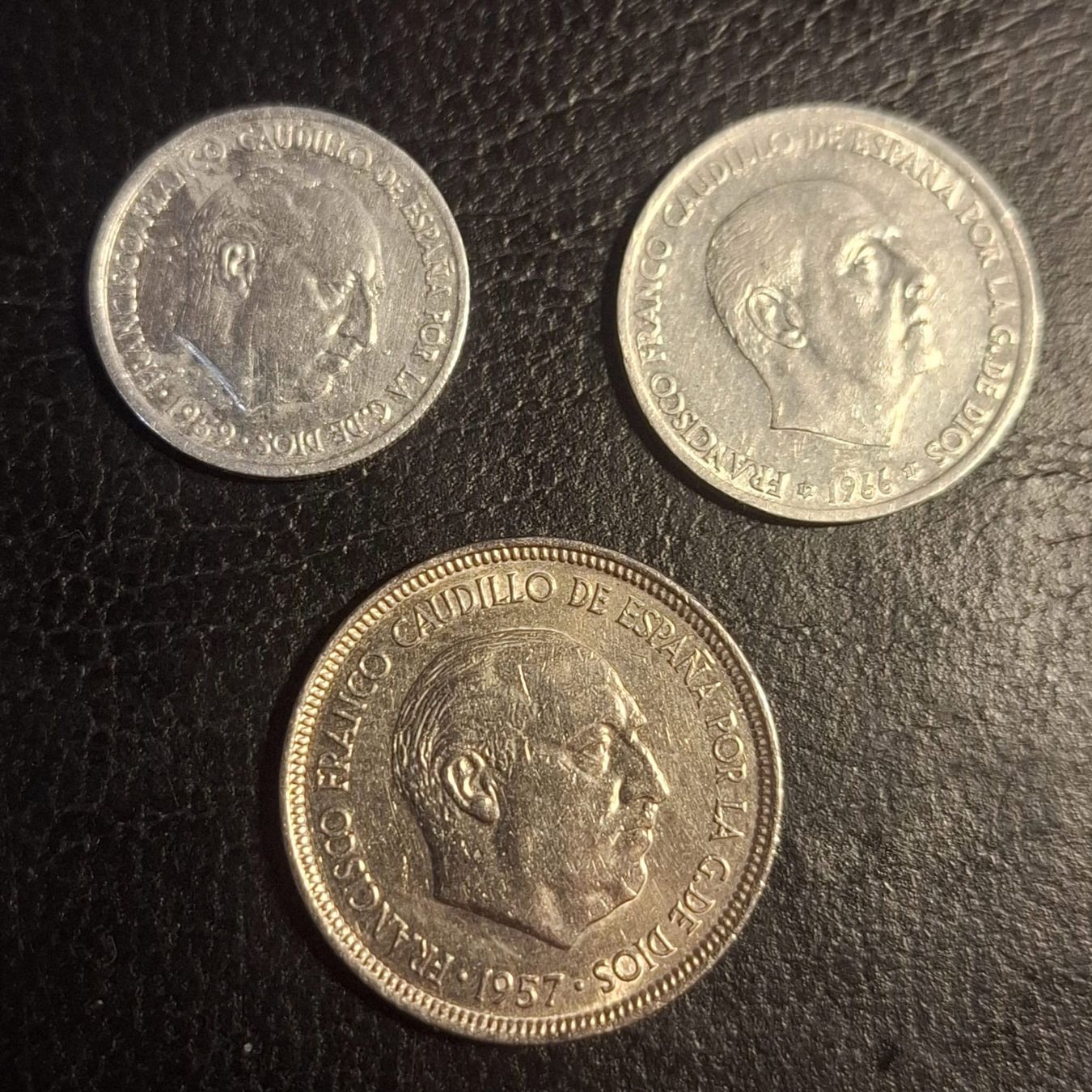 Tutti le monete: Pieces 50 ct.1966,10 ct 1959,5 pts1957 Espagne – Usato da Susten venduto da lmf_98wh
