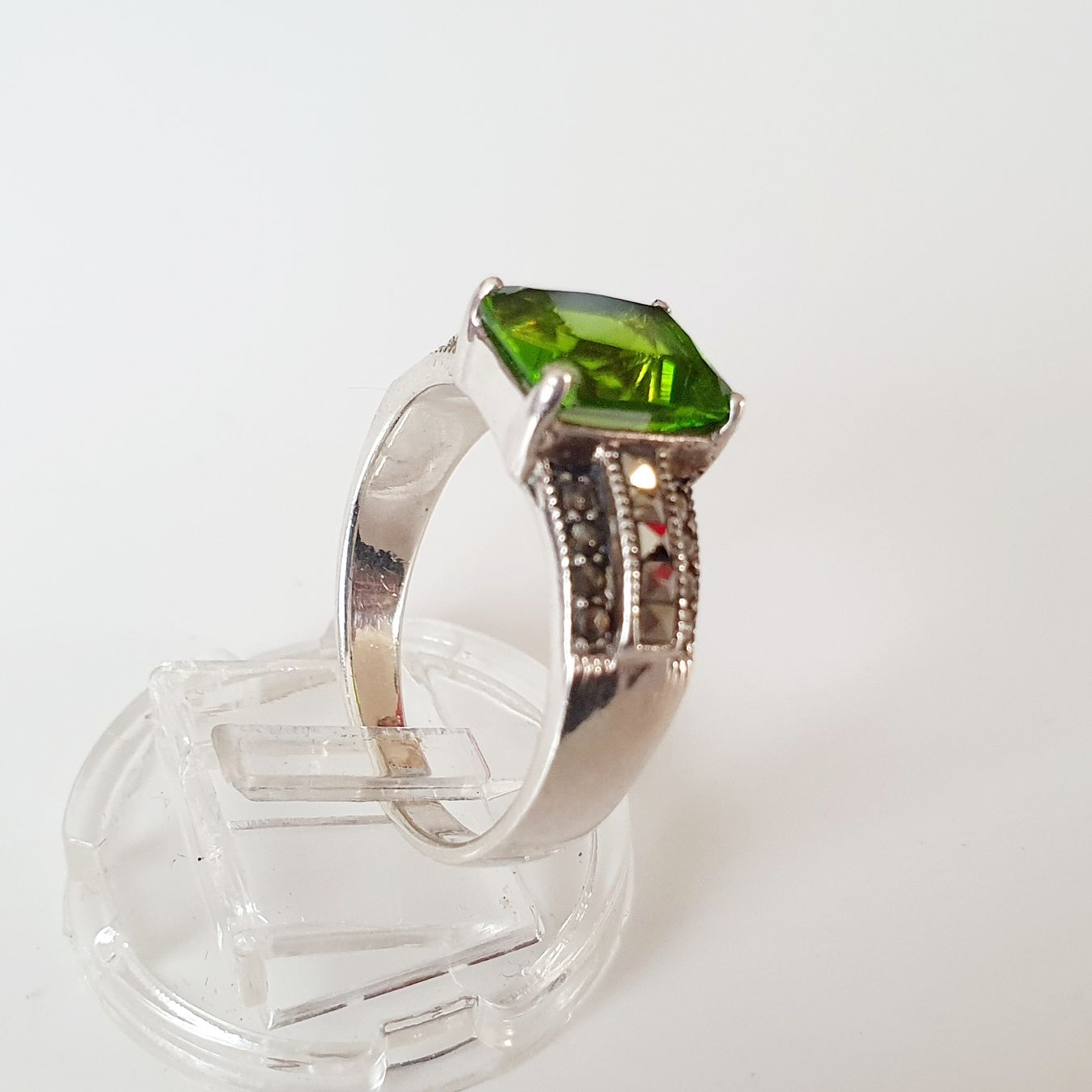 Ringe: Vintage Silber Ring  mit grünem Stein, Gr 19,9 mm – Gebraucht aus Kreuzlingen von Wunderkiste123 2