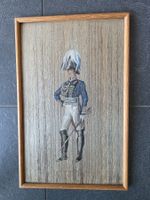 Bild gerahmt - Soldaten Bild auf Holz - Oberltn. GS 1828
