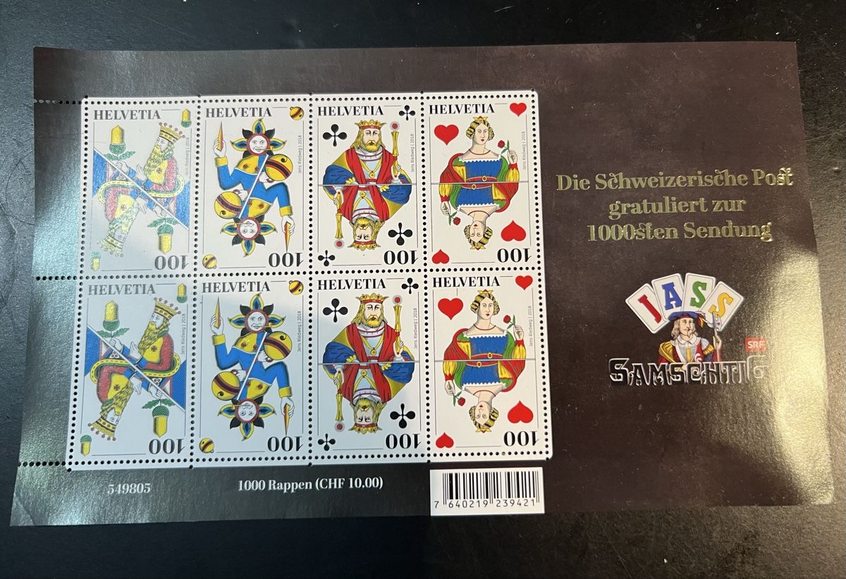 Tutti i francobolli: Samschtig Jass Briefmarken – Nuovo e nell'imballaggio originale da Lichtensteig venduto da dobda