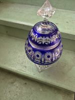 Dose Glas blau mit Deckel