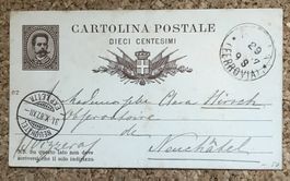 POSTKARTE ITALIEN-SCHWEIZ VON 1887