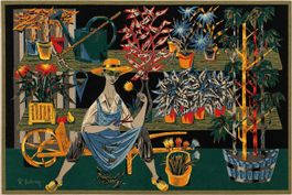 Robert Debiève "Le Fleuriste" tapisserie sérigraphie