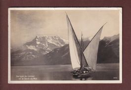 BARQUE DU LEMAN - Dents du Midi - 1925 // pli d'angle //