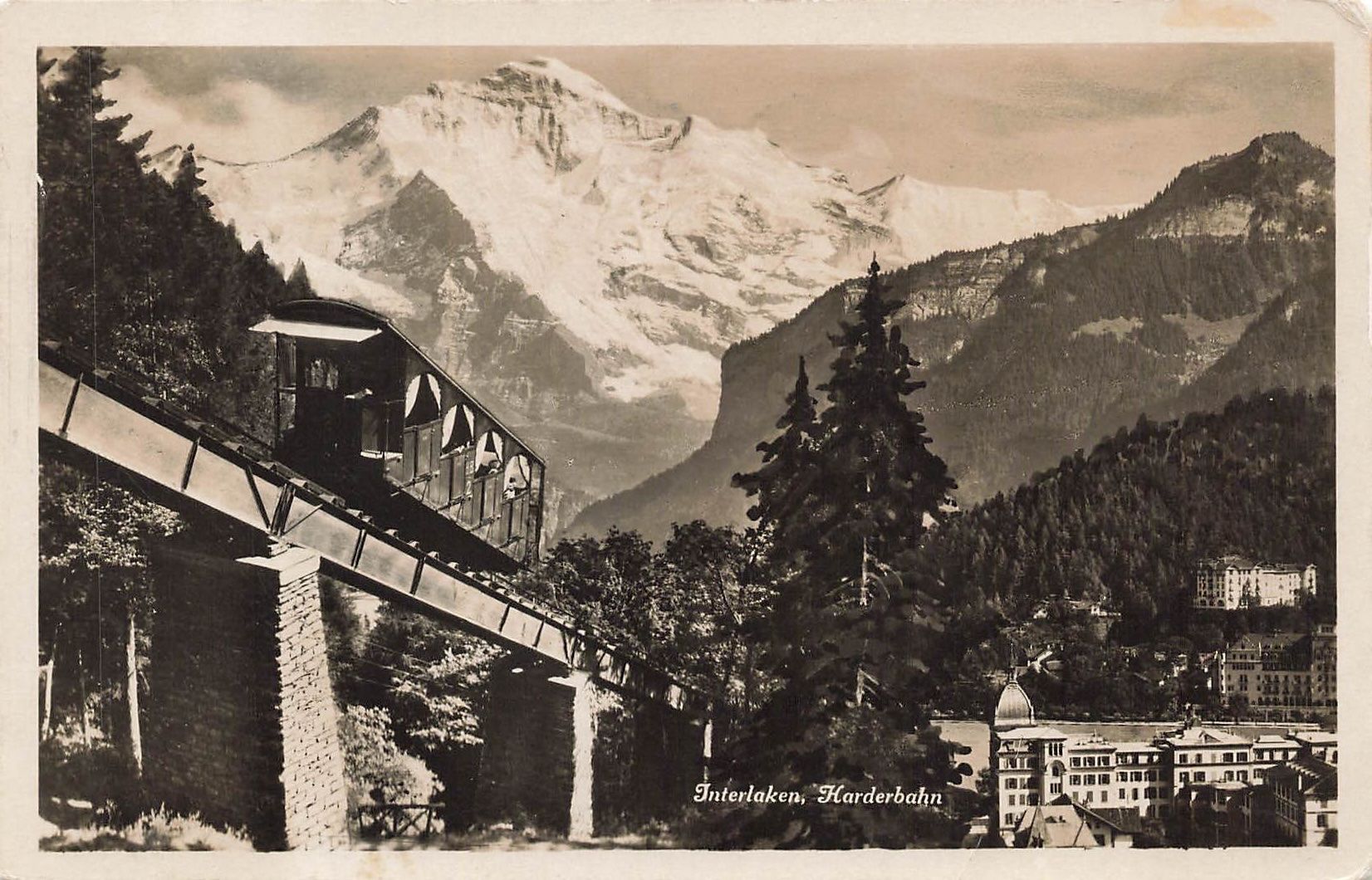 Cartoline postali: Interlaken (BE) Harderbahn Standseilbahn – Usato da Biasca venduto da Blenio71