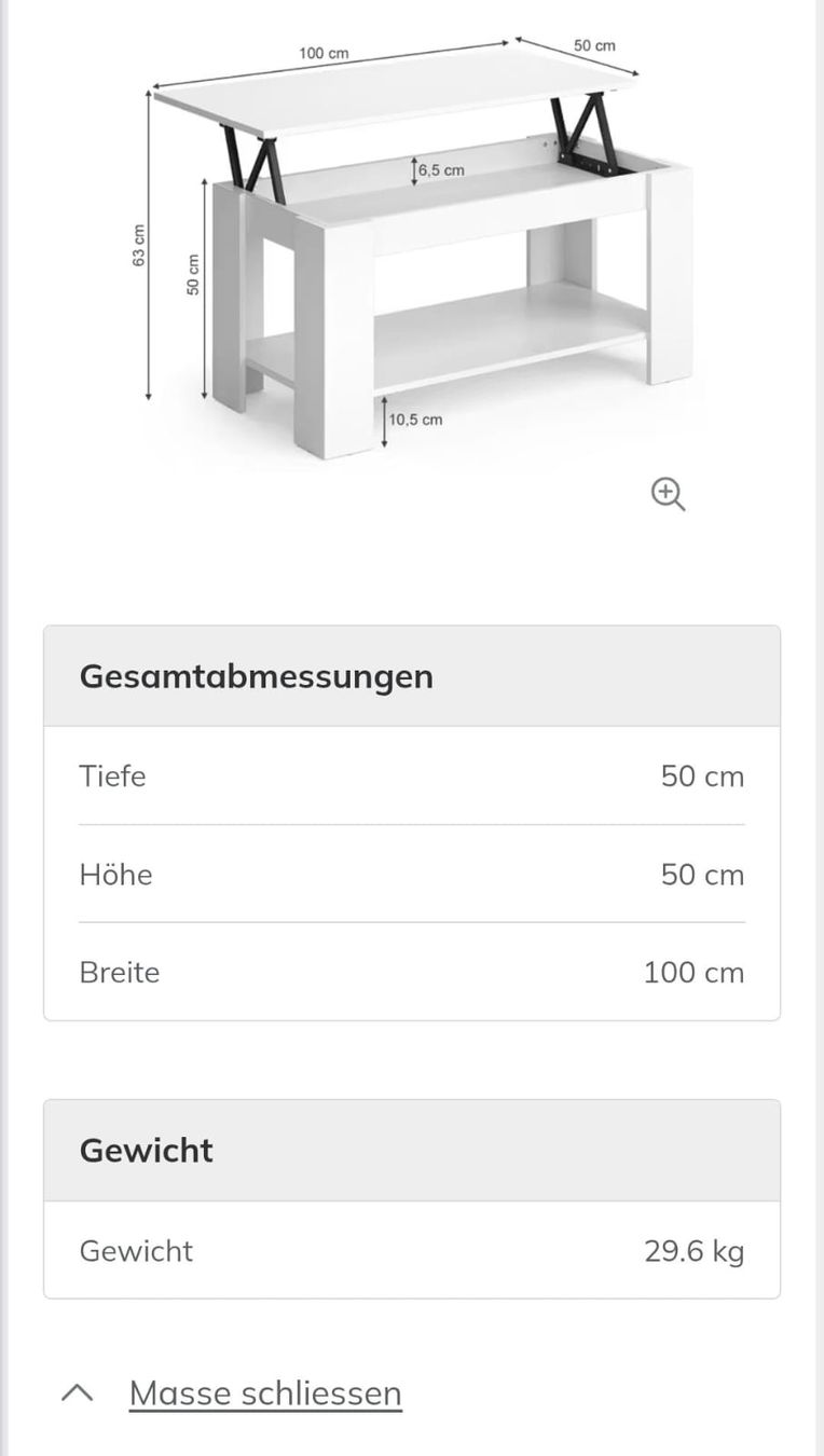 Tische: Adjustable Coffee Table White (Lift Top) – Neu und originalverpackt aus Effretikon von MrsMrRabbit 2