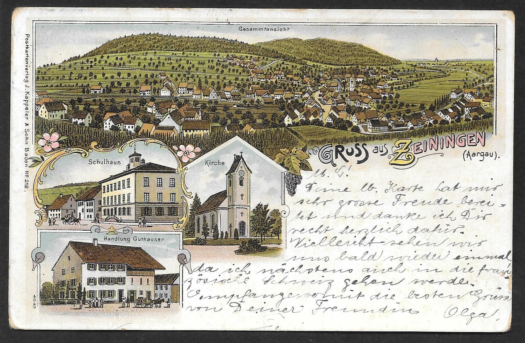 Cartoline postali: Zeiningen farbige Lithografie 4 Bilder – Usato da Olten venduto da clotaldi