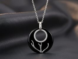 Silber 925 Anhänger mit Natur-Onyx, tiefschwarz & edel - Neu