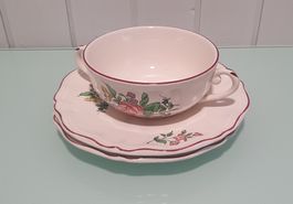 Grande tasse et 2 sous-tasses Luneville