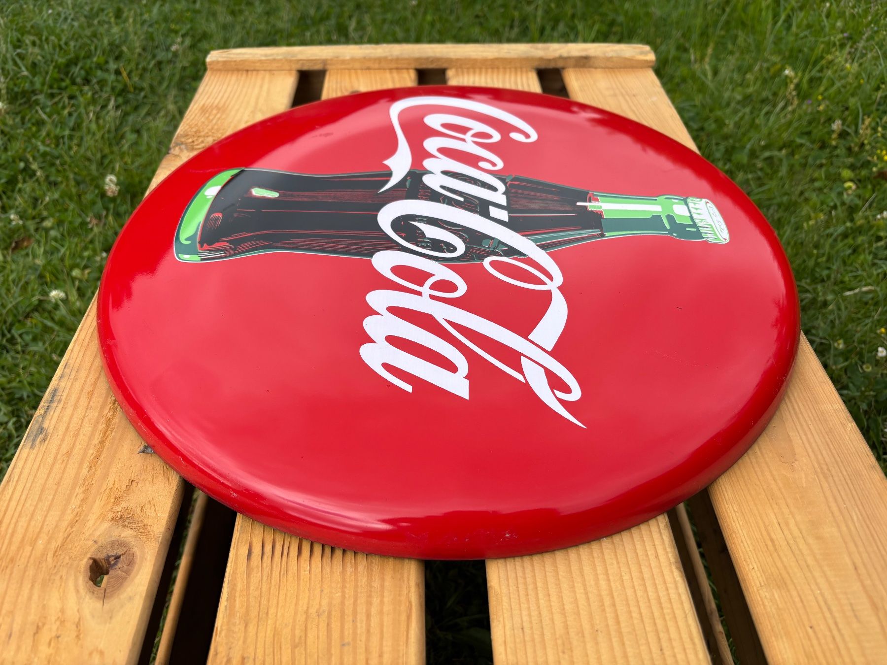 Coca-Cola Insegne: schönes rundes Coca Cola Vintage Blechschild – Usato da Feldbach venduto da Olive1 4