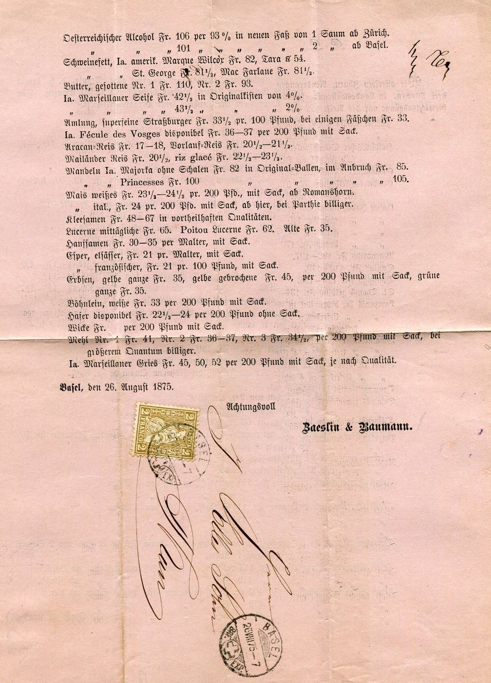 Tous les timbres: Faltbrief von Basel nach Thun 1875 – D'occasion à Opfikon par Prophila 2