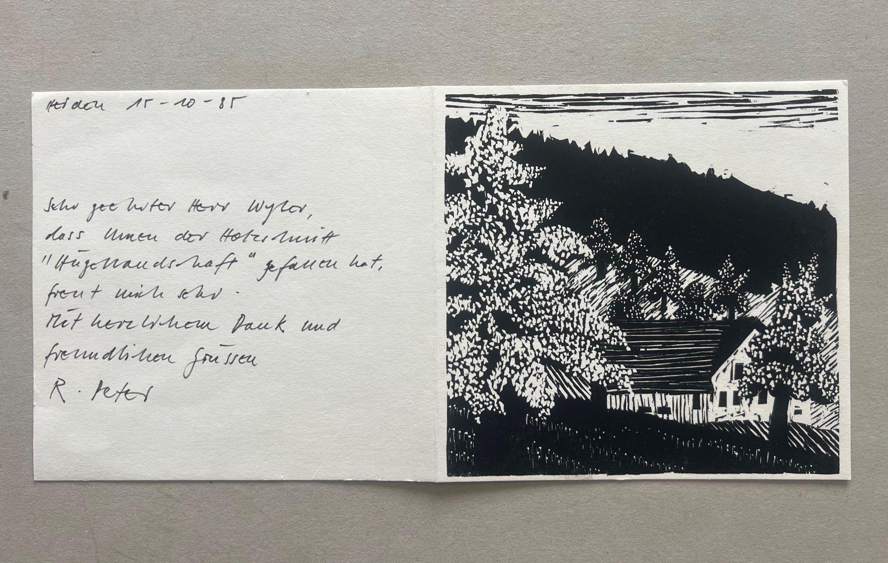 Xilografie: Ruedi Peter, Originalholzschnitt – Usato da Rain venduto da Pic-Ass 1