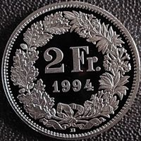 2 Franken  1994 pp / aus Münzsatz  / in einer Münzkapsel