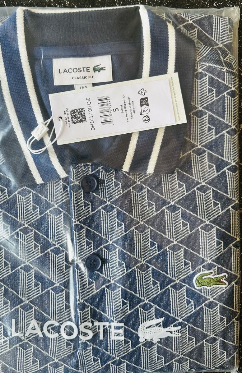 Lacoste Magliette Polo: Polo Lacoste Monogramme Dark Blue – Nuovo e nell'imballaggio originale da Biel/Bienne venduto da Akwawini 1