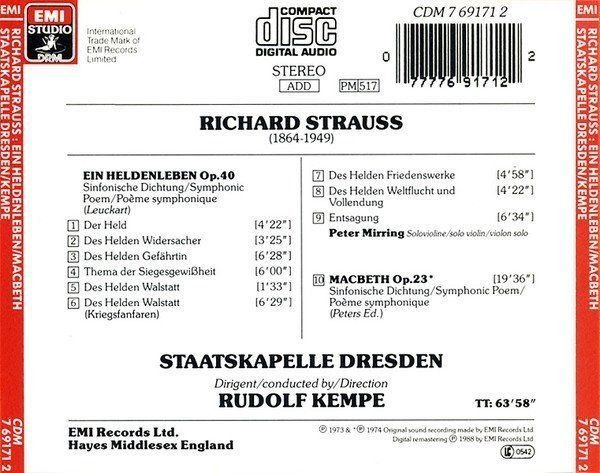 CDs: Rudolf Kempe, Peter Mirring - Staatskapelle Dresden – Gebraucht aus Unterbäch von tuqsa 1
