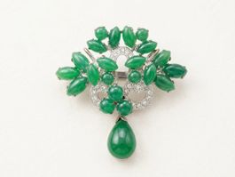 Wunderschöne Vintage Brosche 60er Jahre - Grüner Jade -Stil
