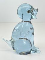 Figur Hund Glas in Lila / Violett resp. Hellblau H 12 cm