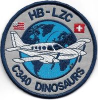 Flugzeug - HB-LZC C340 Dinosaurs Stoff ohne Klett.USA-CH