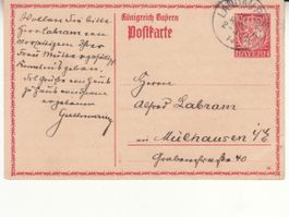 Bayern PK mit Wertaufdruck 10 Pf,  1914