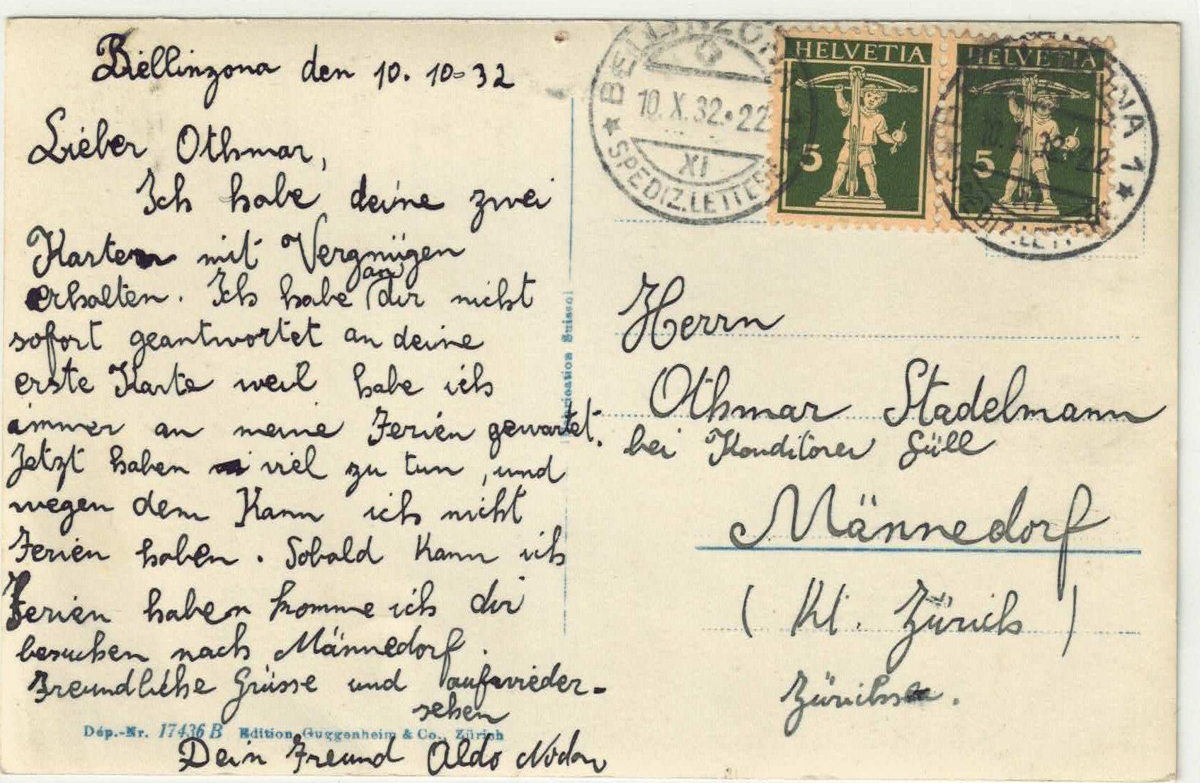 Cartoline postali: Bellinzona - Castello d'Unterwalden – Usato da Ettingen venduto da Kartenplanet 1